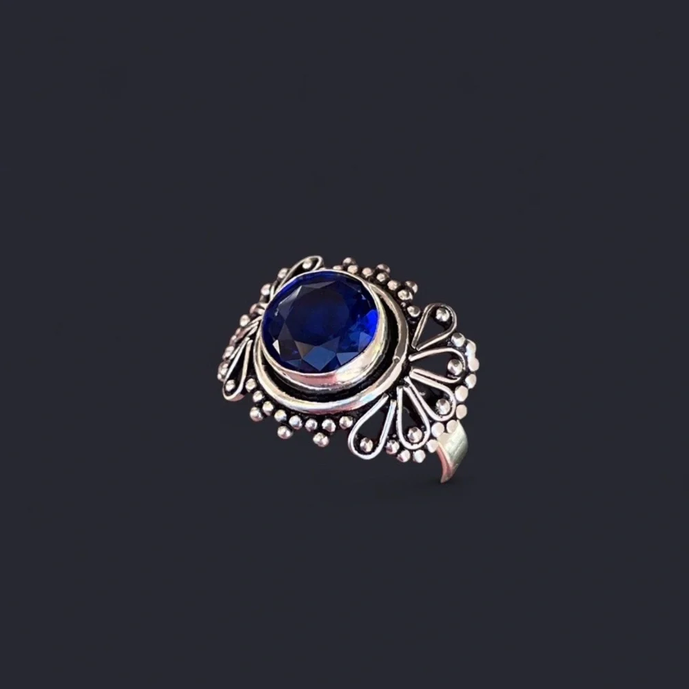 Handcrafted Faceted Tanzanite Sterling Silver Ring